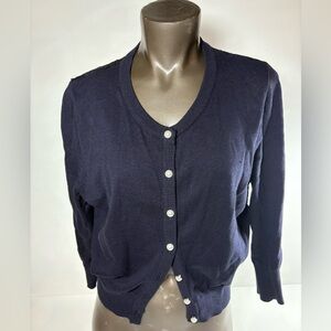 Karl Lagerfeld Women's Navy Cardigan with Lace Detail
